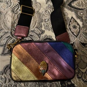 NWOT Kurt Geiger Kensington Metallic Stripe Crossbody Bag and Pink Card Wallet